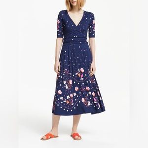 Boden Kassidy Jersey Midi Dress in Navy Blossom Spot, Size 8R